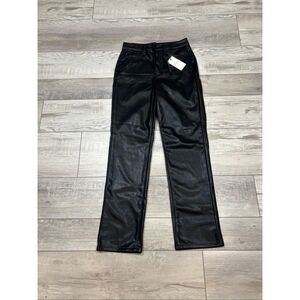 JUDY BLUE BLACK FAUX LEATHER HIGH RISE STRAIGHT PANTS SIZE 1